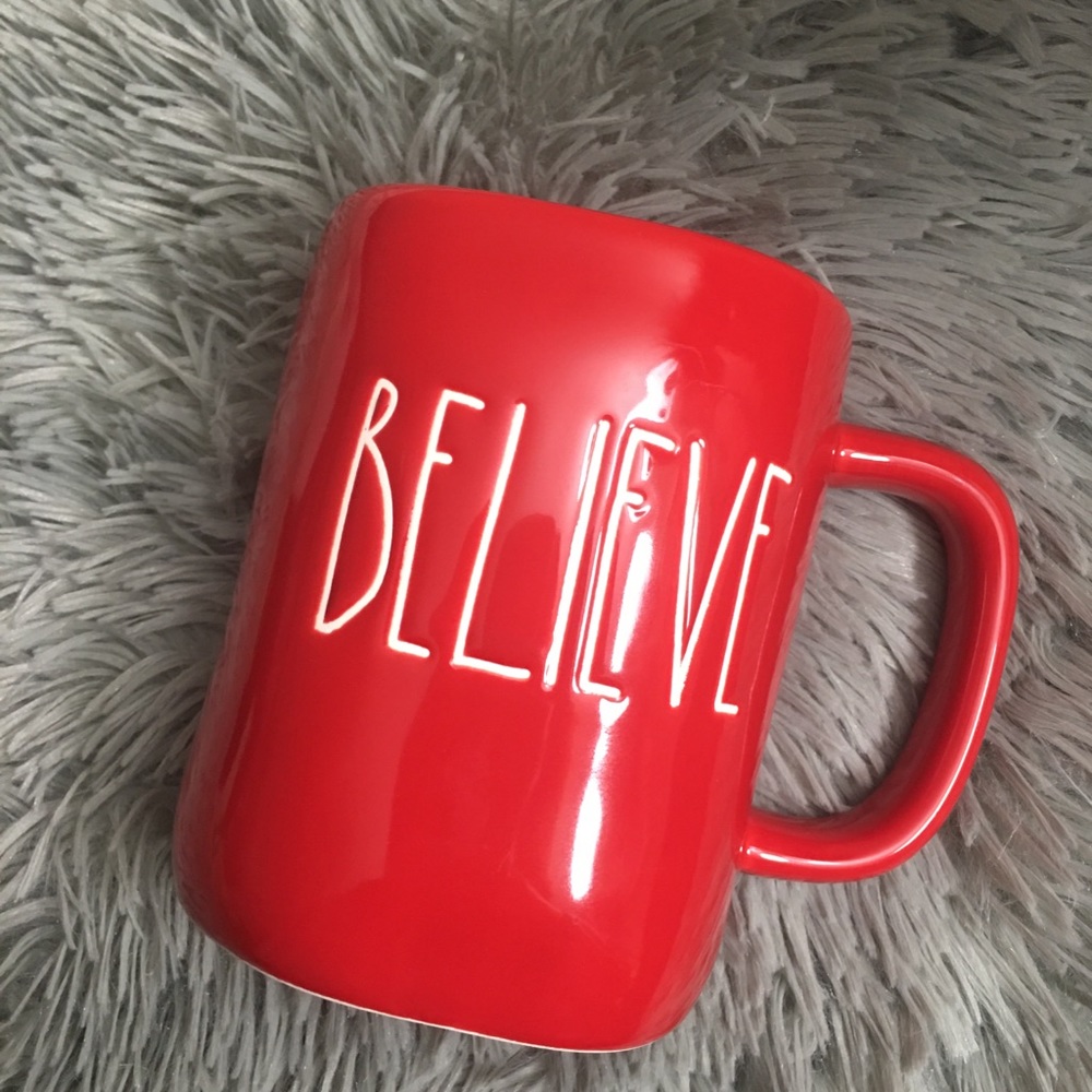 Rae Dunn Believe Red Mug